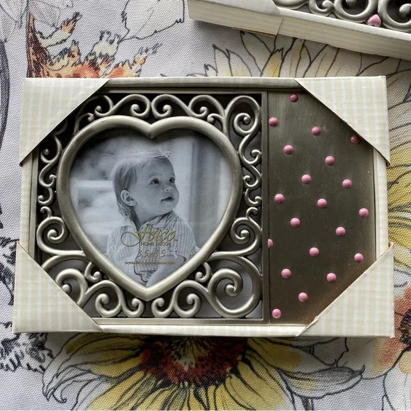 Fetco Pink Polka-Dots Hearts Baby Girl Metal Photo Frames - Picture 2 of 4